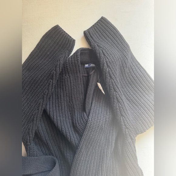 NWT GAP Cotton-Blend Wrap Cardigan Sweater in Black - Picture 9 of 13